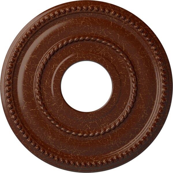 Ekena Millwork Valeriano Medallion (Canopies up to 6 1/4"), 12 1/8"OD x 3 5/8"ID x 3/4"P, Burnished Mahogany CM12VABMC - main